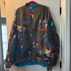 Adidas Ivy Park reversible oversized Floral Bomber Jacket. Sz M. EUC